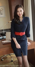 长发气质微胖身材凹凸有致女生郑颖姗气质深袜空乘制服办公室写真图片