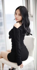 独特轻熟魅力，气质女生唐琪儿黑色连衣裙、家居服系列高清室内写真套图