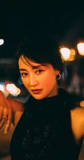 赵子琪黑色开衩长裙典雅大气气质港风街拍夜拍写真图片