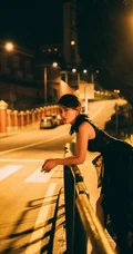 赵子琪黑色开衩长裙典雅大气气质港风街拍夜拍写真图片
