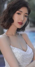 毛晓彤气质V领闪闪亮片肩带露背礼服裙装着身气质大方写真美照