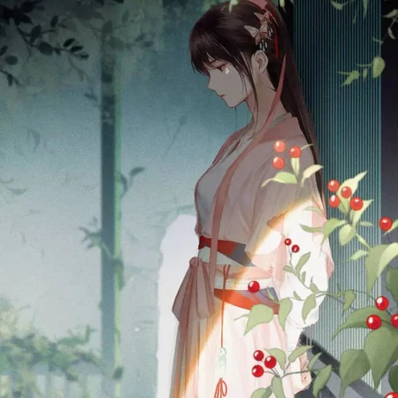 藏在深宫无人知，手绘古装汉服女子唯美图片