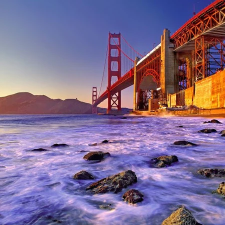 美国旧金山金门大桥景色，不同角度，视觉，时间段的金门大桥风景
