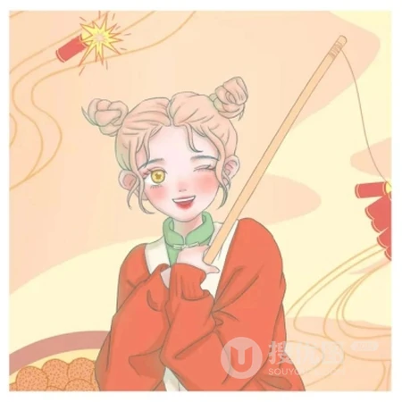 国潮风，中国红，很有年味，新春仪式感的2021喜庆情侣配对头像图片