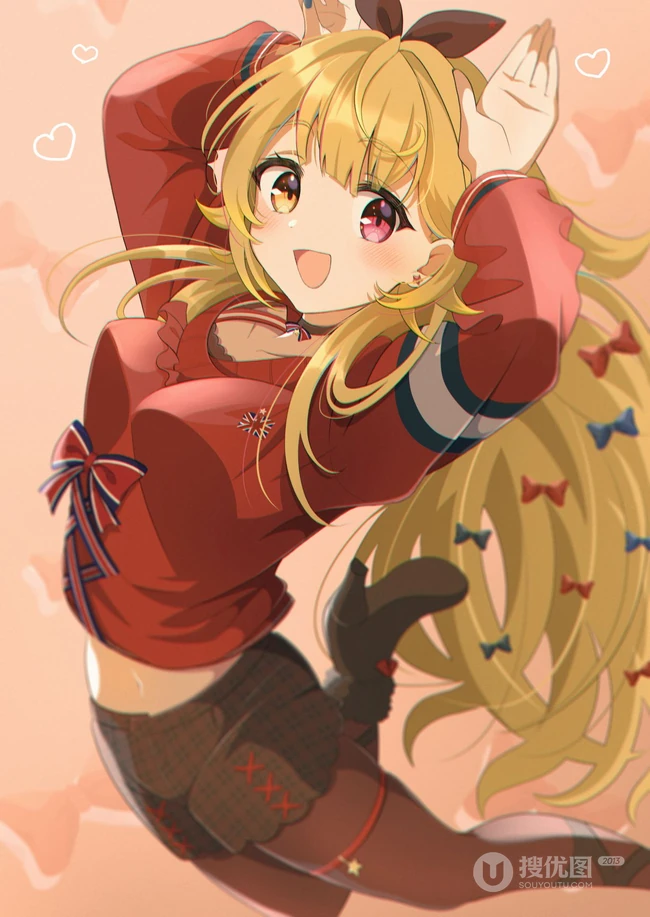 小兔子乖乖，二次元兔耳朵动漫少女可爱蹦跳插画美图