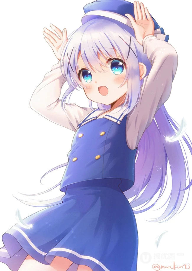 小兔子乖乖，二次元兔耳朵动漫少女可爱蹦跳插画美图