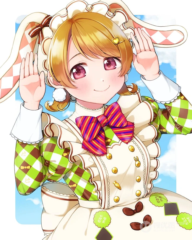小兔子乖乖，二次元兔耳朵动漫少女可爱蹦跳插画美图