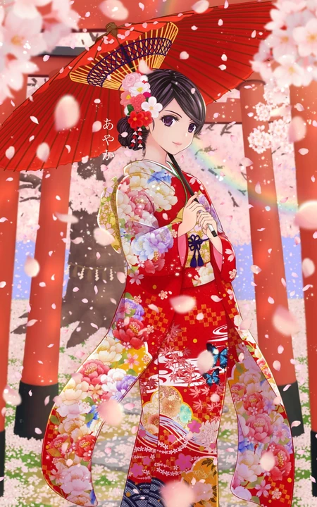 和风少女，振袖(和服)装动漫少女精选超高清插画图片集