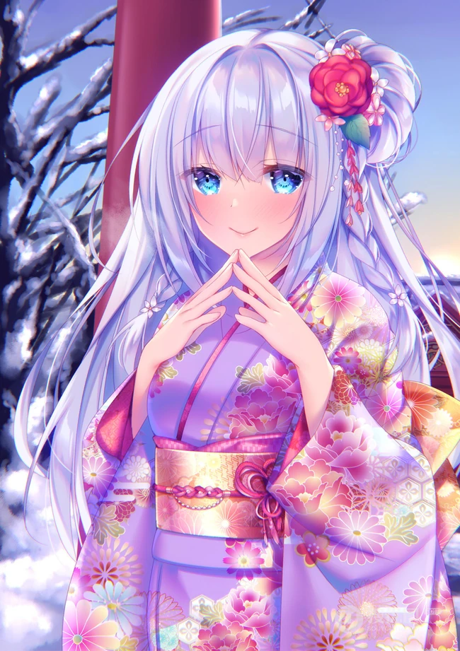 和风少女，振袖(和服)装动漫少女精选超高清插画图片集