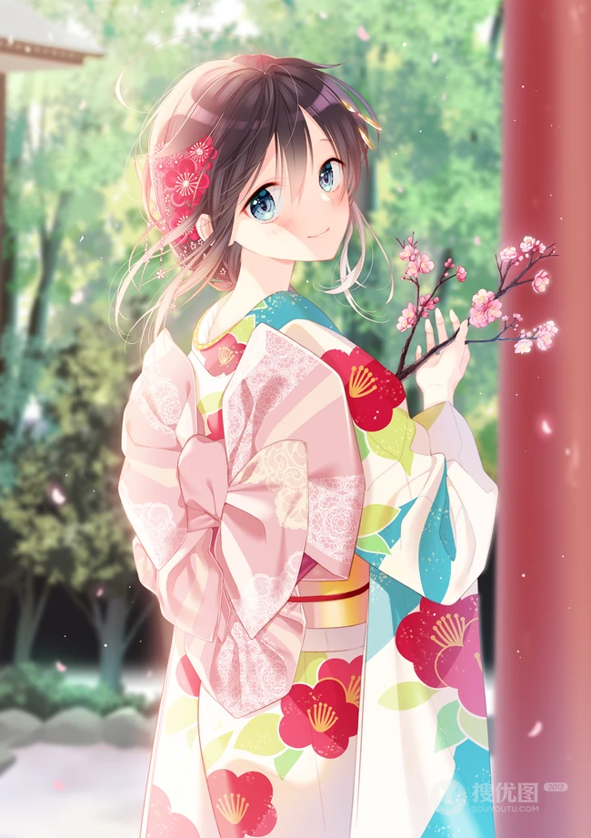 和风少女，振袖(和服)装动漫少女精选超高清插画图片集