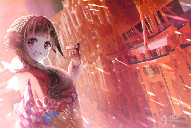 和风少女，振袖(和服)装动漫少女精选超高清插画图片集