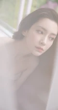 Angelababy杨颖气质V领礼裙白裙礼服仙气飘飘气质写真照片