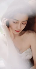 Angelababy杨颖气质V领礼裙白裙礼服仙气飘飘气质写真照片
