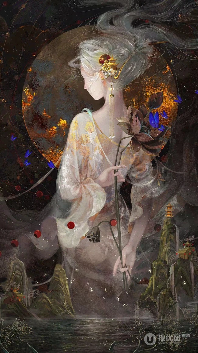 动漫女孩 侧脸 伤感 感伤 精选二次元动漫少女手绘高清插画图片