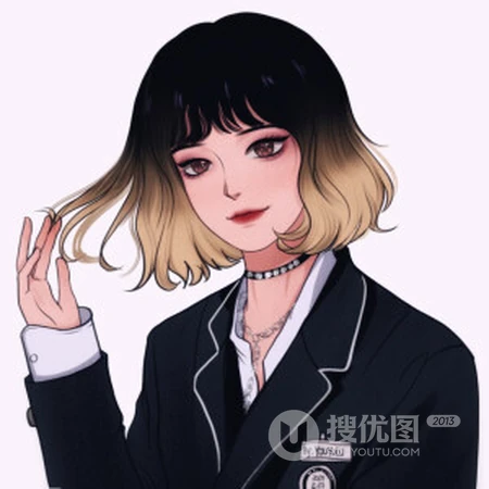 韩剧正装都市时尚帅气 靓丽男生女生手绘动漫头像情侣配对一人一半头像图片