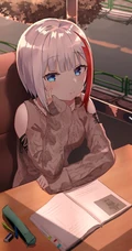 身着编织衫毛衣的气质二次元动漫女生精选插画图片集