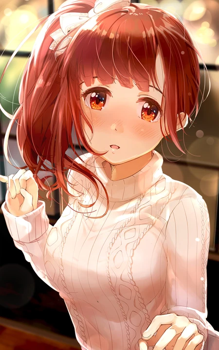身着编织衫毛衣的气质二次元动漫女生精选插画图片集