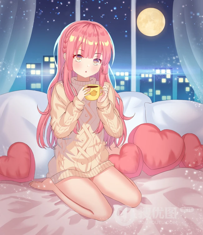身着编织衫毛衣的气质二次元动漫女生精选插画图片集