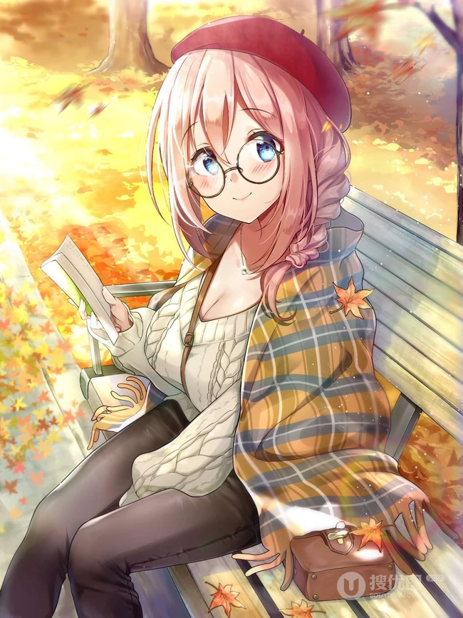 身着编织衫毛衣的气质二次元动漫女生精选插画图片集