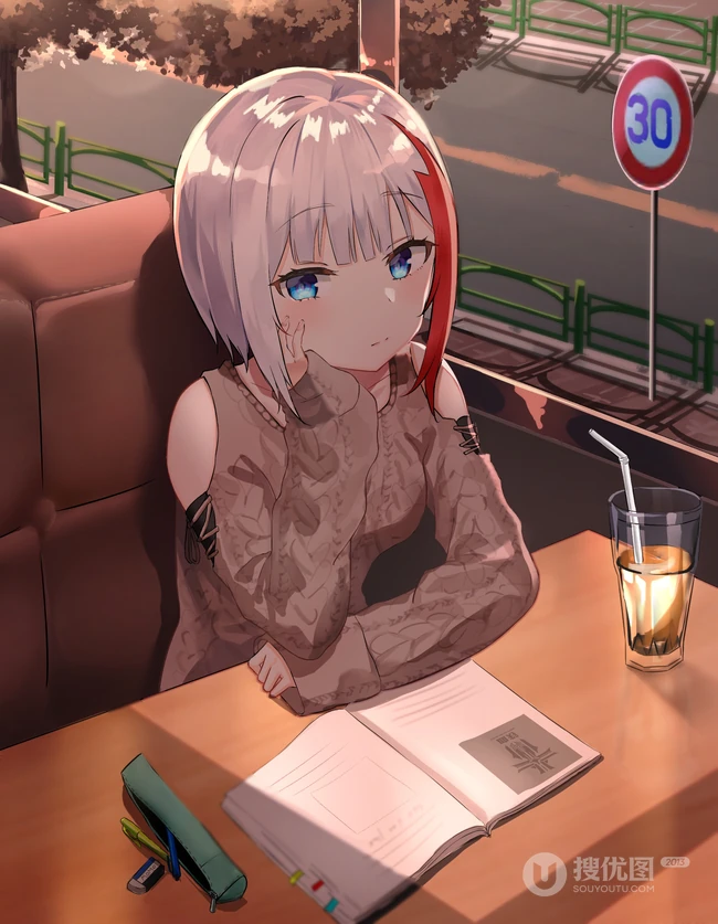 身着编织衫毛衣的气质二次元动漫女生精选插画图片集
