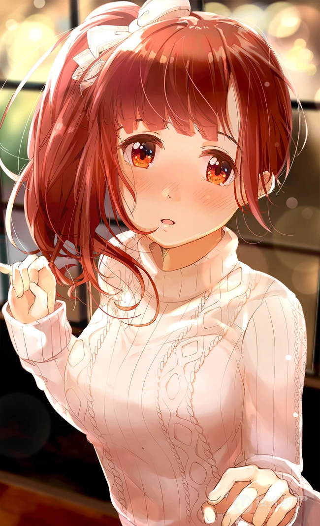 身着编织衫毛衣的气质二次元动漫女生精选插画图片集
