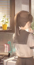 照镜子的可爱动漫少女插画图集