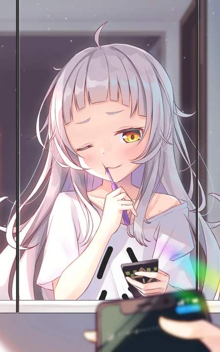 照镜子的可爱动漫少女插画图集