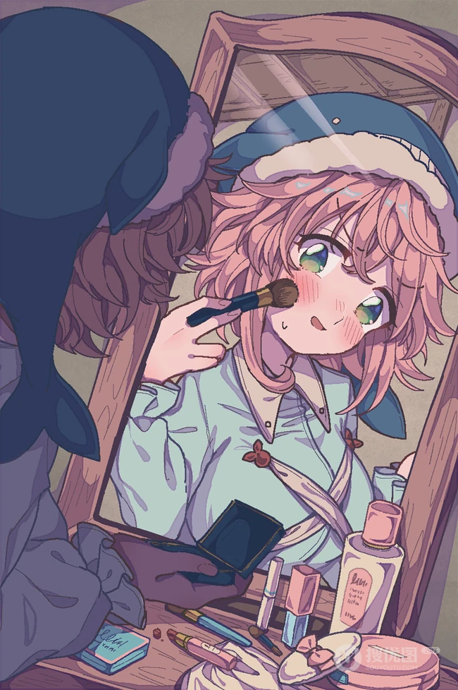 照镜子的可爱动漫少女插画图集
