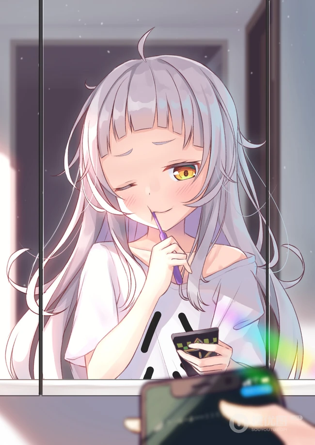 照镜子的可爱动漫少女插画图集
