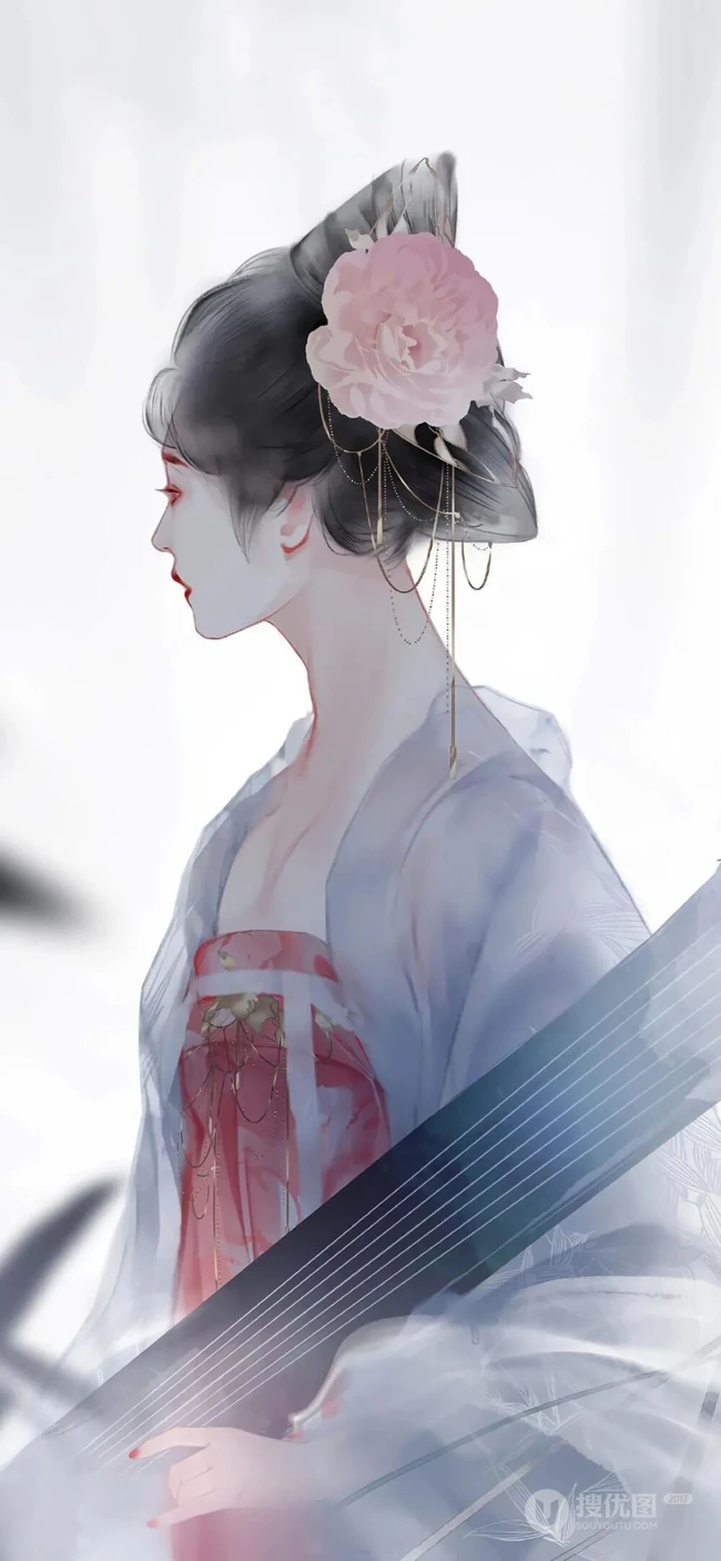 唯美手绘古风美女手机壁纸图片