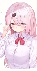 穿纽扣衬衣的动漫女生插画图片