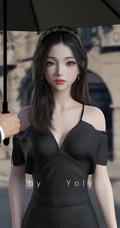 穿纽扣衬衣的动漫女生插画图片