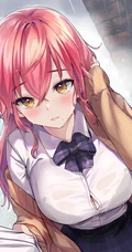 穿纽扣衬衣的动漫女生插画图片