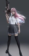 穿纽扣衬衣的动漫女生插画图片
