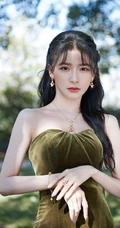 蔡卓宜礼裙丝绒垂裙户外高贵气质动人写真照片