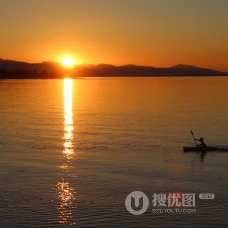 海边，湖边唯美日出风光景色旺财QQ阳光头像图片