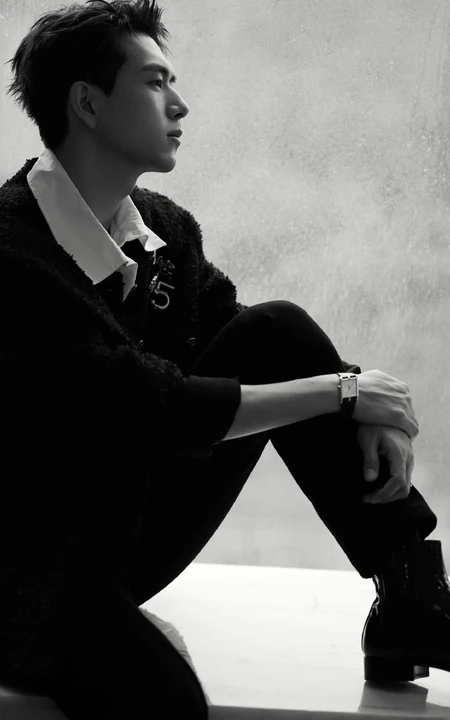 李现下雨天室内意境帅气写真照片