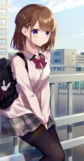 穿着可爱学生制服，短裙，长筒袜装的二次元动漫少女高清图集欣赏