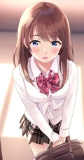 穿着可爱学生制服，短裙，长筒袜装的二次元动漫少女高清图集欣赏