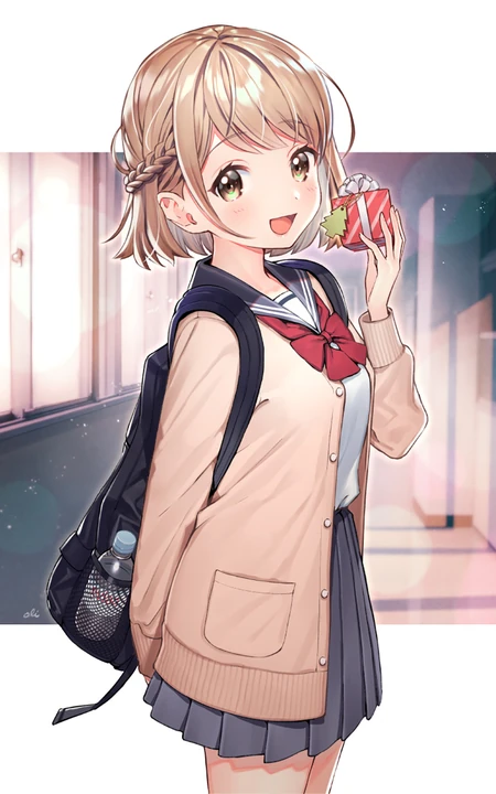 穿着可爱学生制服，短裙，长筒袜装的二次元动漫少女高清图集欣赏