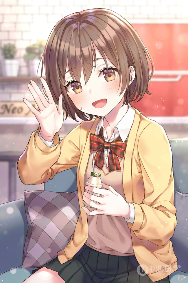 穿着可爱学生制服，短裙，长筒袜装的二次元动漫少女高清图集欣赏