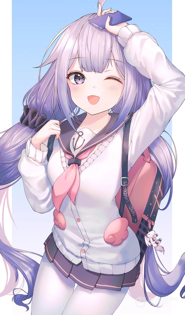 穿着可爱学生制服，短裙，长筒袜装的二次元动漫少女高清图集欣赏
