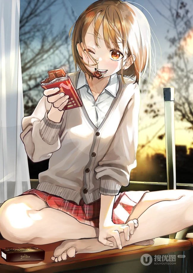 穿着可爱学生制服，短裙，长筒袜装的二次元动漫少女高清图集欣赏