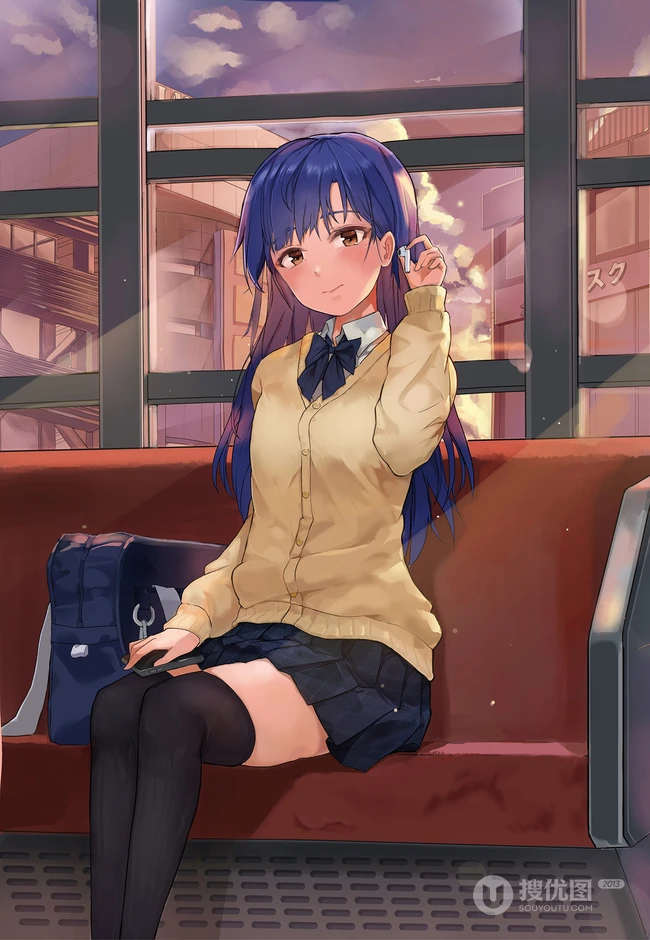 穿着可爱学生制服，短裙，长筒袜装的二次元动漫少女高清图集欣赏