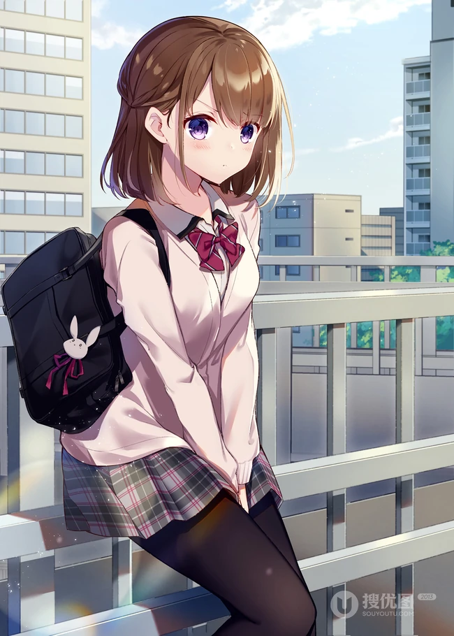 穿着可爱学生制服，短裙，长筒袜装的二次元动漫少女高清图集欣赏