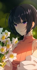 寒冷的冬，花儿与少女， 唯美二次动漫少女冬季美感图片集
