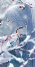 寒冷的冬，花儿与少女， 唯美二次动漫少女冬季美感图片集