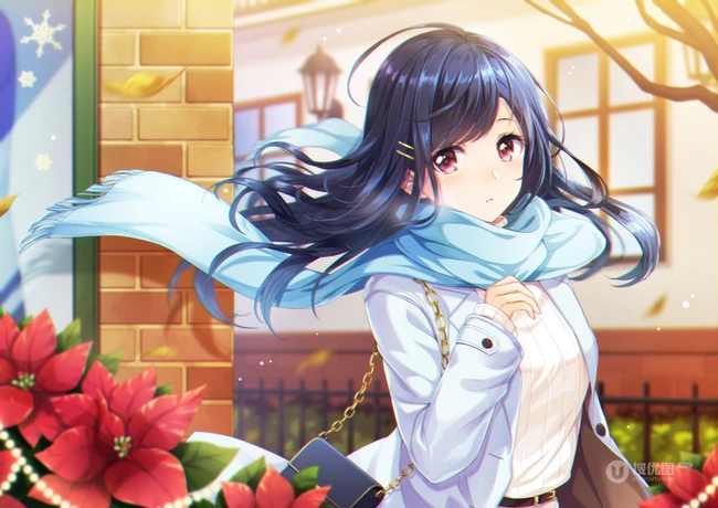 寒冷的冬，花儿与少女， 唯美二次动漫少女冬季美感图片集