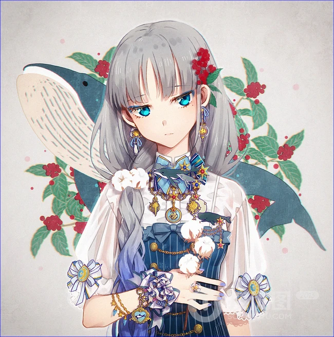 寒冷的冬，花儿与少女， 唯美二次动漫少女冬季美感图片集