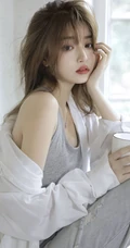 身材好颜值高的紧身运动背心牛仔裤靓丽少女厨房一角气质私拍写真照